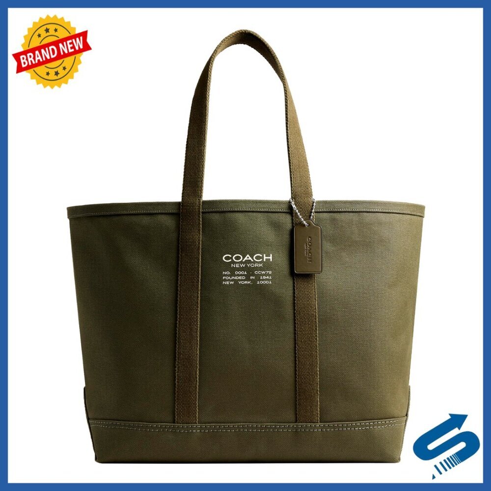 Spacious Canvas Leather Tote Bag with Laptop Pocket, 16" Laptop Fits